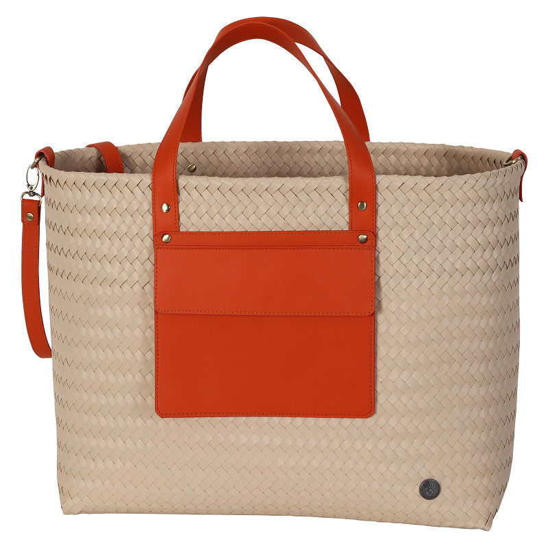 HANDED BY Percey Shopper sand/orange mit Aufsatztasche, Schulter- und Handriemen Gr.L