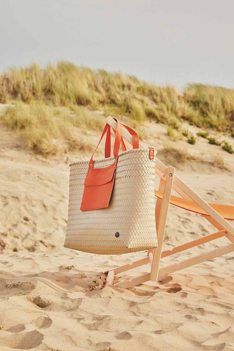 HANDED BY Percey Shopper sand/orange mit Aufsatztasche, Schulter- und Handriemen Gr.L