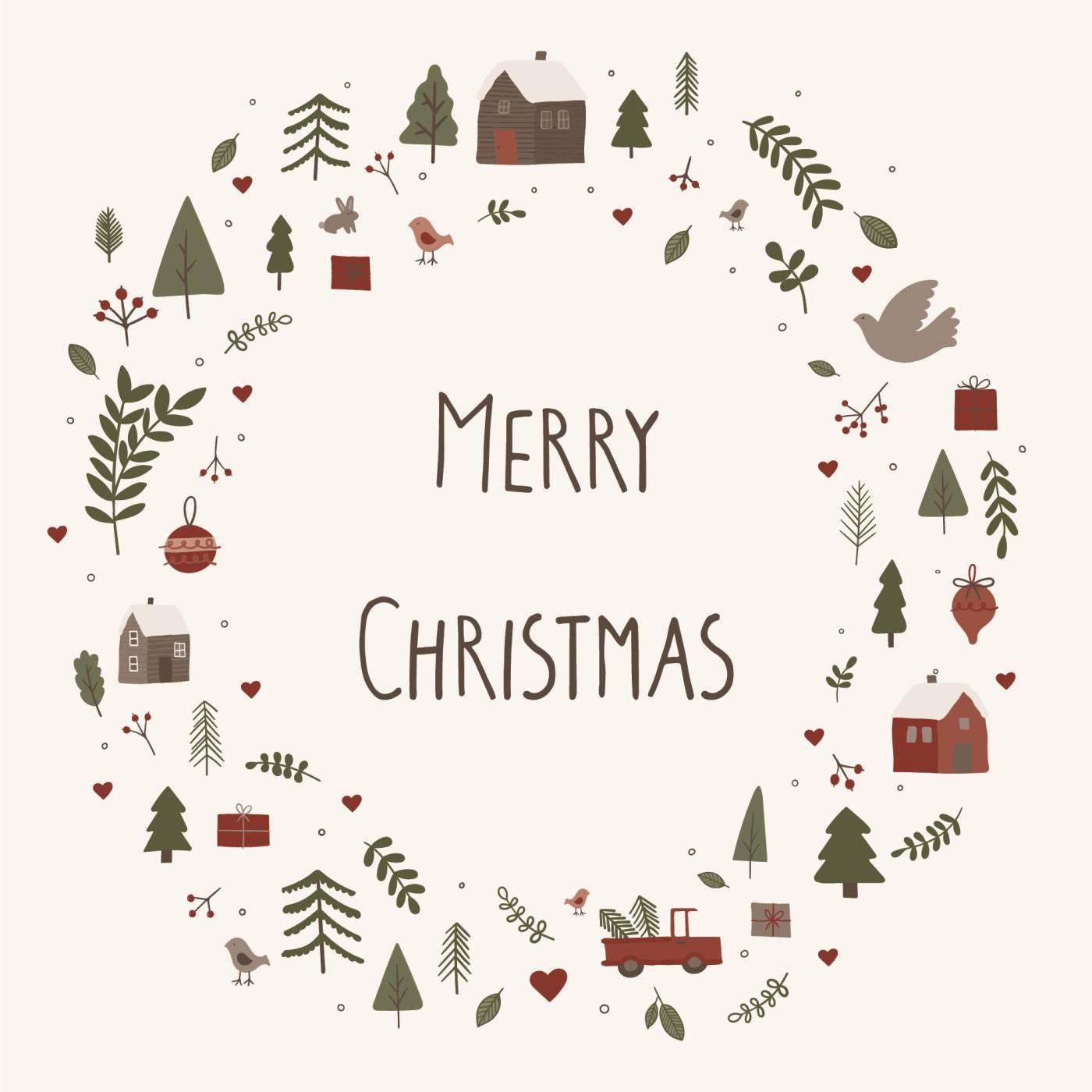 IB LAURSEN Serviette mit Weihnachtsmotiven Merry Christmas