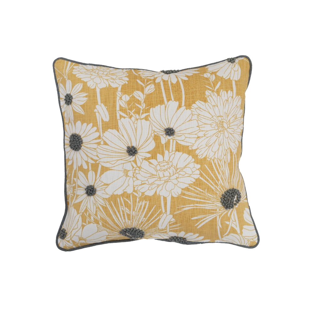 KRASILNIKOFF Kissenhülle "Flowerbed" gelb / cushion cover "Flowerbed" dusty yellow