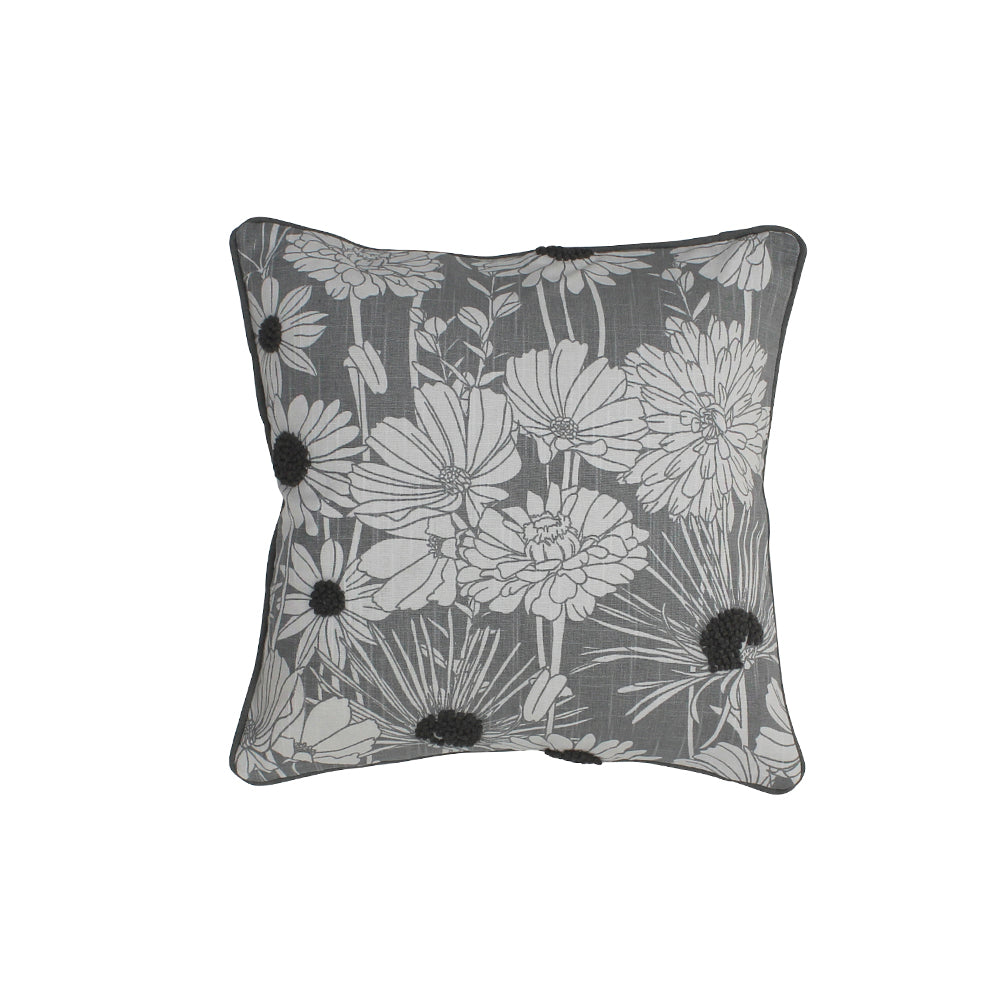 KRASILNIKOFF Kissenhülle "Flowerbed" grau / cushion cover "Flowerbed" grey