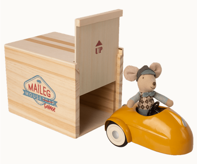 MAILEG Maus Auto mit Garage, gelb