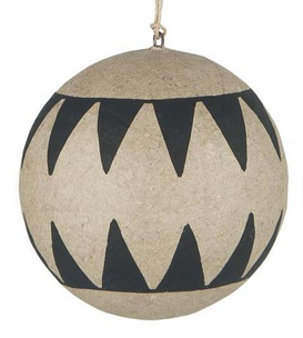 IBLAURSEN Weihnachtskugel Pappmaché natur mit Muster