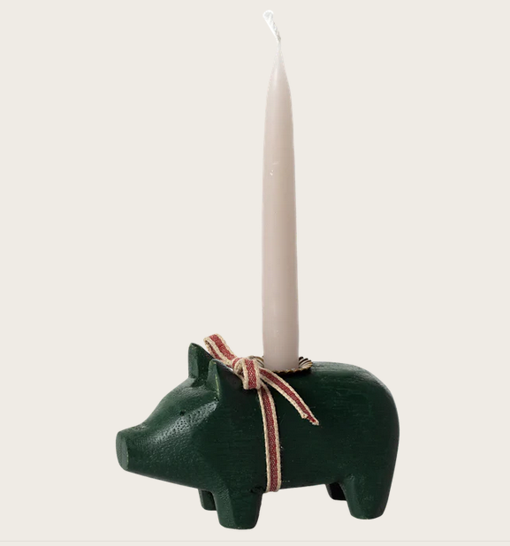 MAILEG Kerzenhalter, kleines Schwein - dunkelgrün