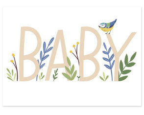 VIERUNDFÜNFZIG ILLUSTRATION Postkarte BABY - Blaumeise