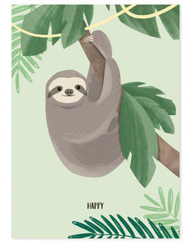 VIERUNDFÜNFZIG Postkarte "Happy- Faultier"