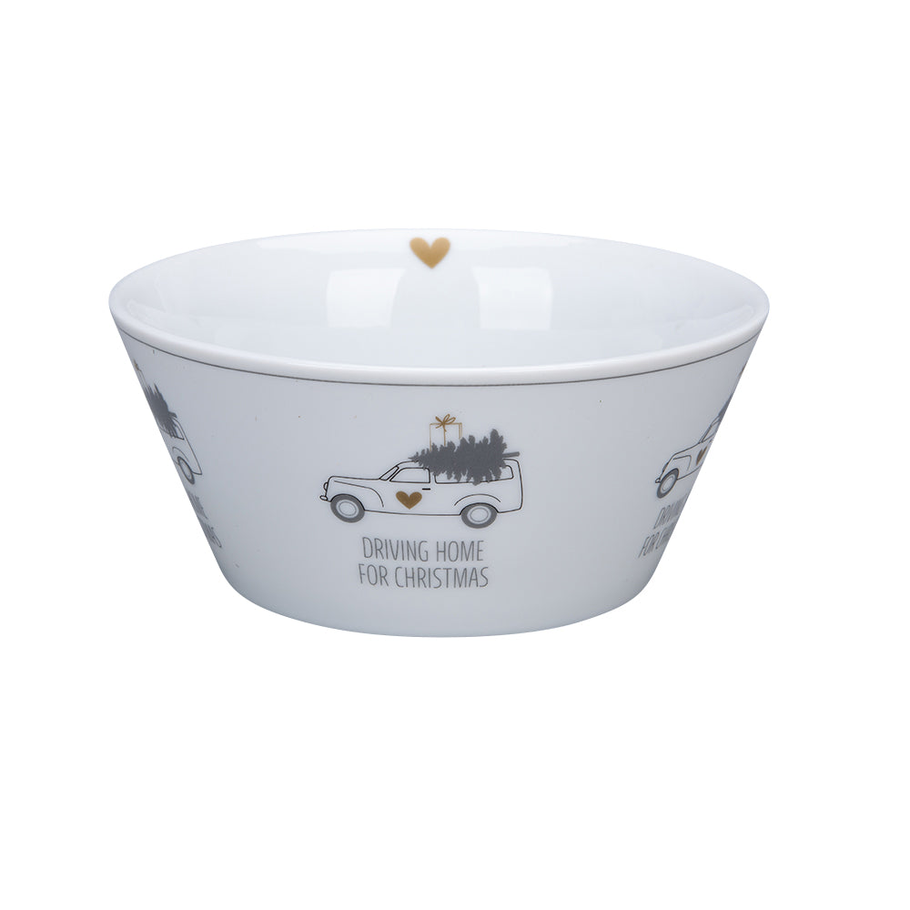 KRASILNIKOFF conical Bowl "driving home for christmas"