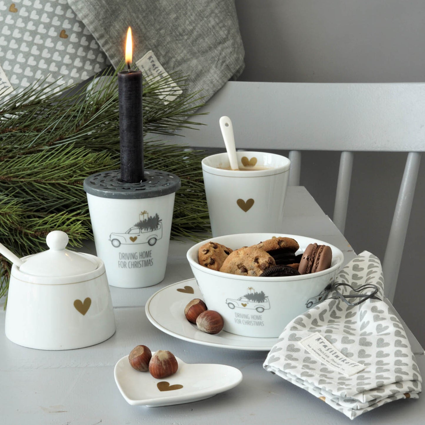 KRASILNIKOFF conical Bowl "driving home for christmas"