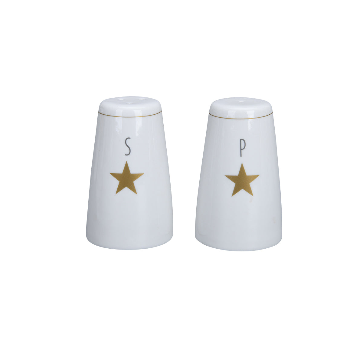 KRASILNIKOFF Salt & Pepper Set "Star of Gold" (Salz-& Pfeffer-Set goldenes Herz) SET