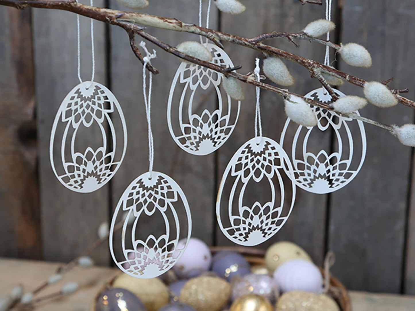 CHIC ANTIQUE Scherenschnitt Ei mit Blumen (5er Set)