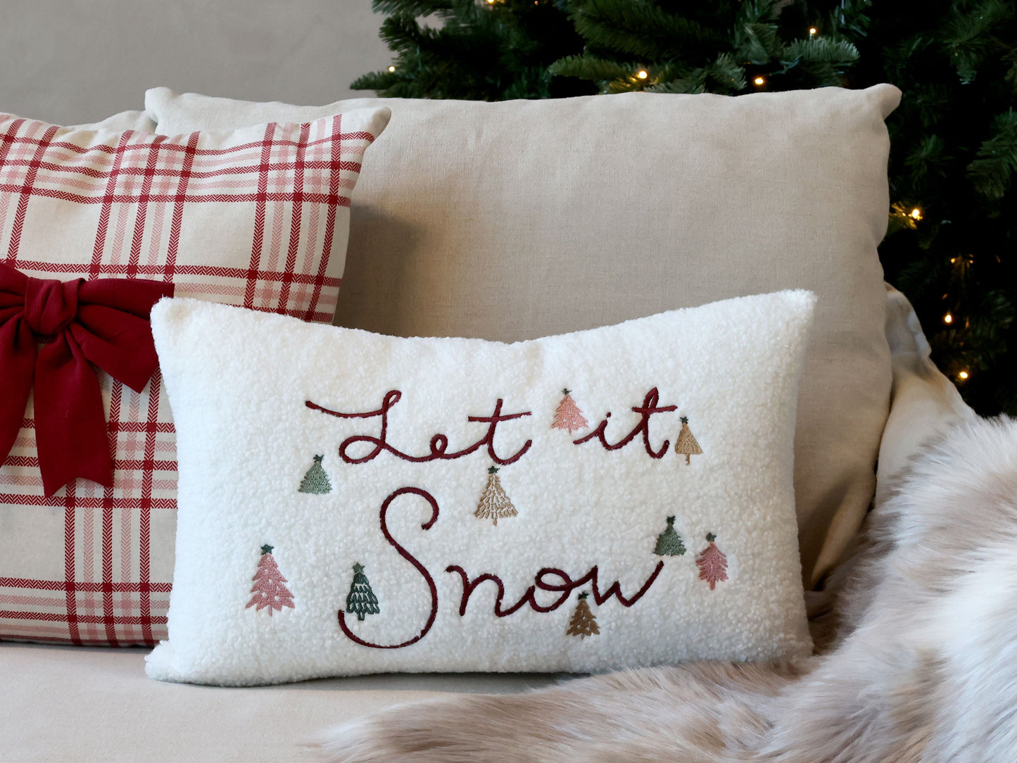 CHIC ANTIQUE Kissenbezug "Let it snow" , cremefarben