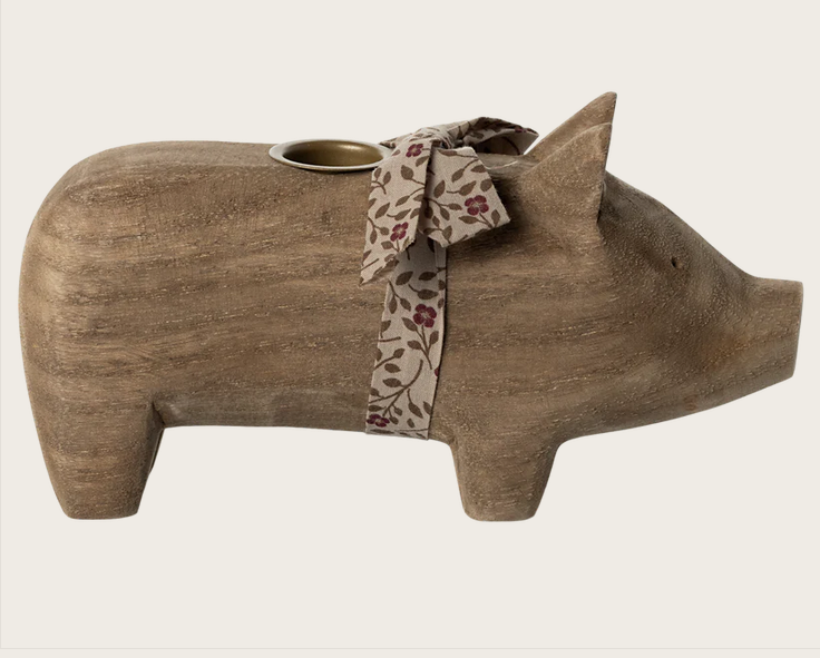 Kerzenhalter mittleres Schwein - natur