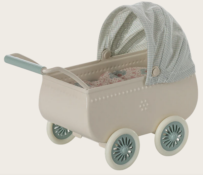 MAILEG Kinderwagen mit Babymaus, minze