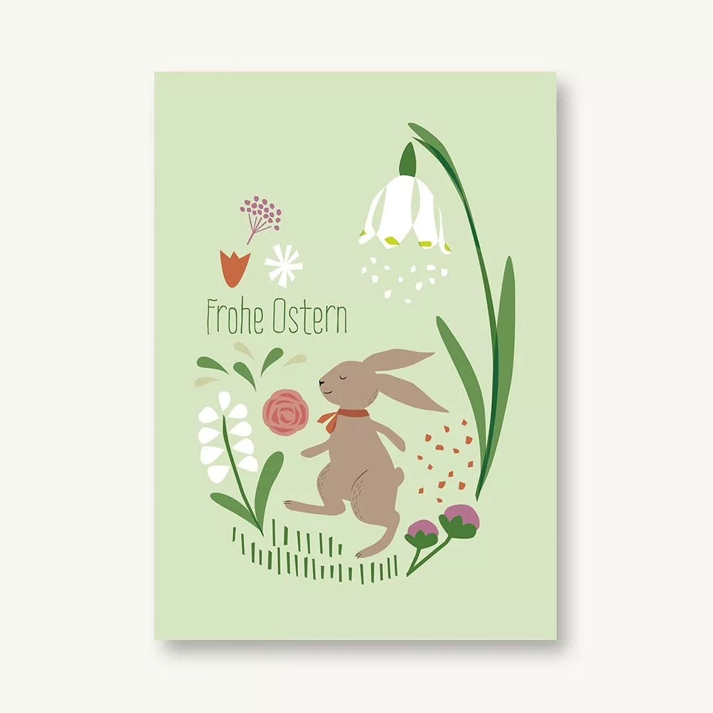 VIERUNDFÜNFZIG ILLUSTRATION Postkarte Frohe Ostern Osterhase