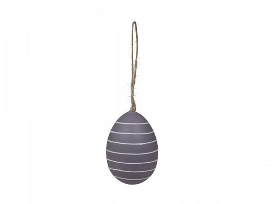 CHIC ANTIQUE Ei violett mit Glimmer weiße Streifen