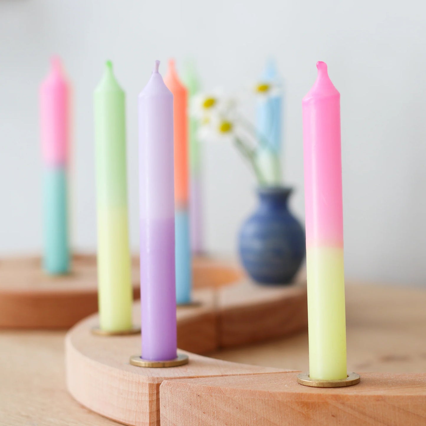MADAM ERLE 10er Set kleine Dip Dye-Kerzen/ Geburtstagskerzen "Susi" (von Hand getaucht)