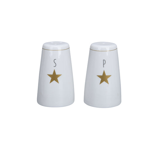 KRASILNIKOFF Salt & Pepper Set "Star of Gold" (Salz-& Pfeffer-Set goldenes Herz) SET