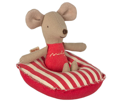 MAILEG rubber boat, small mouse - red stripe/ Schlauchboot für kleine Maus-rot gestreift